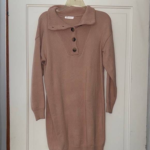 kirundo Dresses & Skirts - Chic Long Sleeve Tan Sweater Dress, Size Small, NWOT